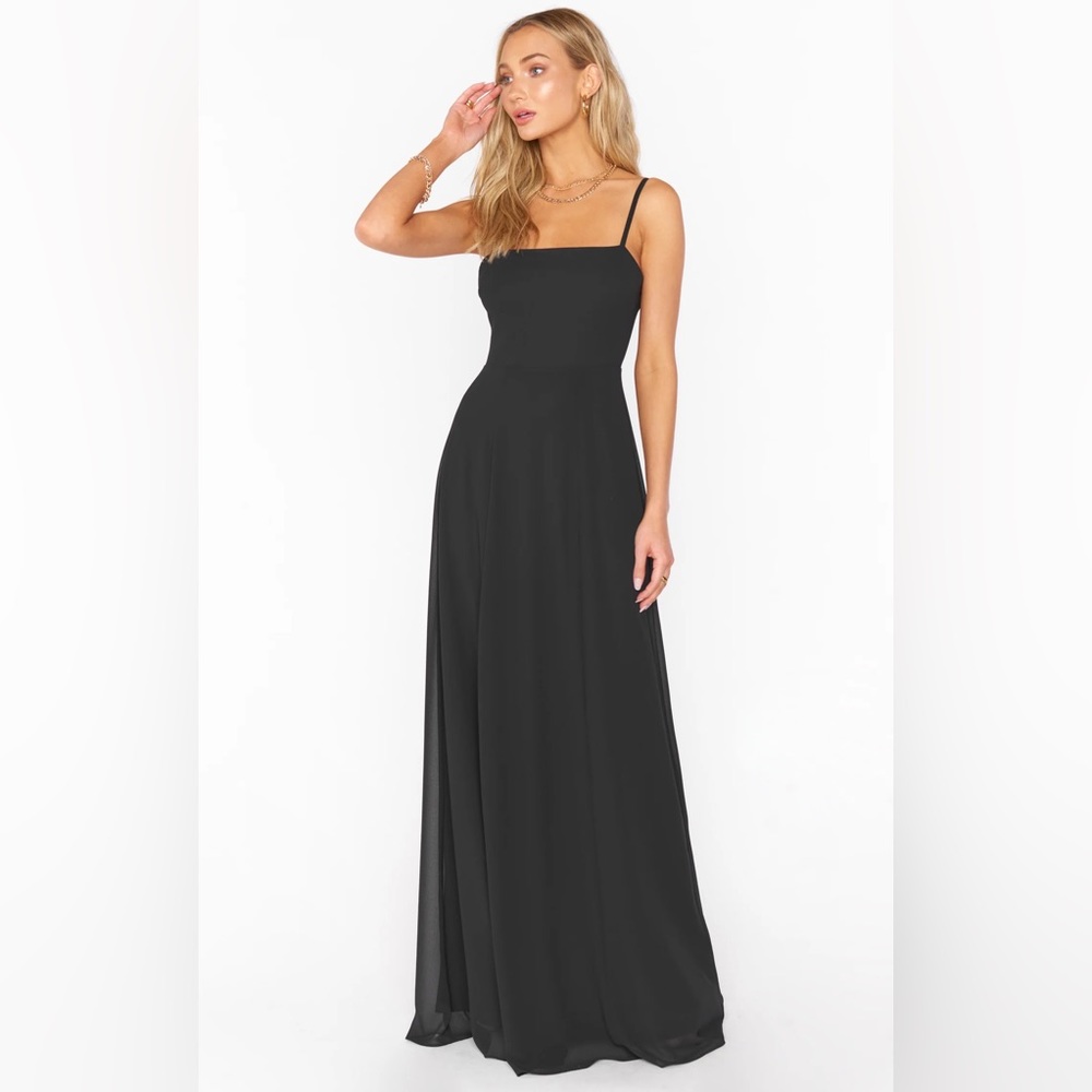 Show Me Your MuMu Lauren Tie Maxi Dress ~ Black Chiffon